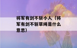 将军有剑不斩小人（将军有剑不斩草绳是什么意思）