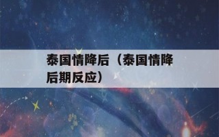 泰国情降后（泰国情降后期反应）