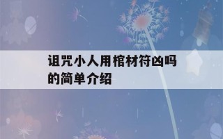 诅咒小人用棺材符凶吗的简单介绍