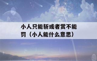 小人只能斩或者赏不能罚（小人能什么意思）