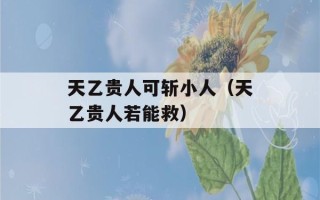 天乙贵人可斩小人（天乙贵人若能救）