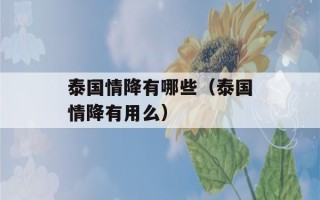 泰国情降有哪些（泰国情降有用么）