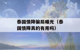 泰国情降骗局曝光（泰国情降真的有用吗）