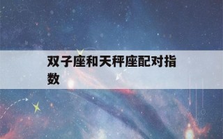 双子座和天秤座配对指数(天秤和双子绝配的原因)