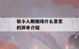 斩小人断姻缘什么意思的简单介绍