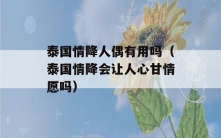 泰国情降人偶有用吗（泰国情降会让人心甘情愿吗）