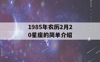 1985年农历2月20星座的简单介绍