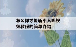 怎么样才能斩小人呢视频教程的简单介绍