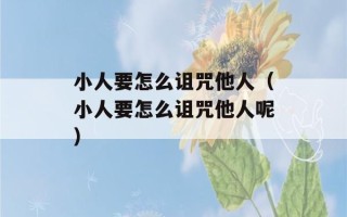 小人要怎么诅咒他人（小人要怎么诅咒他人呢）