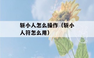 斩小人怎么操作（斩小人符怎么用）