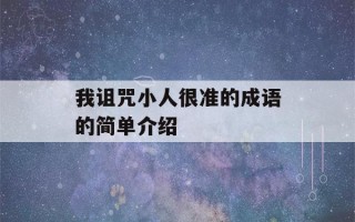 我诅咒小人很准的成语的简单介绍