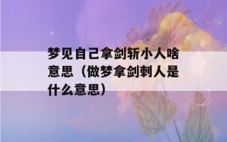 梦见自己拿剑斩小人啥意思（做梦拿剑刺人是什么意思）