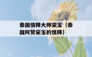 泰国情降大师宋玉（泰国阿赞宋玉的情降）