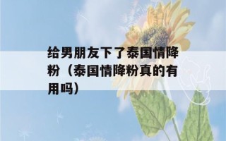 给男朋友下了泰国情降粉（泰国情降粉真的有用吗）