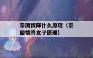 泰国情降什么原理（泰国情降盒子原理）