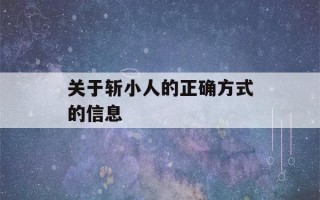 关于斩小人的正确方式的信息