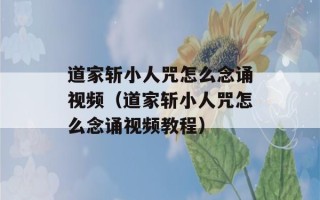 道家斩小人咒怎么念诵视频（道家斩小人咒怎么念诵视频教程）