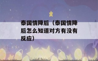 泰国情降后（泰国情降后怎么知道对方有没有反应）