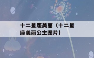 十二星座美丽（十二星座美丽公主图片）