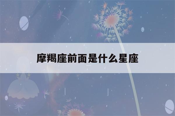 摩羯座前面是什么星座(摩羯座前面是什么星座女)-第1张图片-星座花