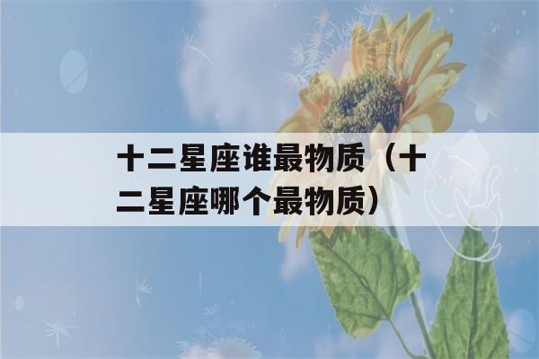 十二星座谁最物质（十二星座哪个最物质）-第1张图片-星座花