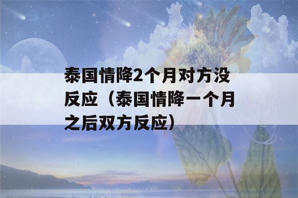 泰国情降2个月对方没反应（泰国情降一个月之后双方反应）-第1张图片-星座花