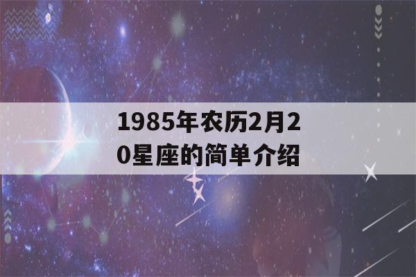 1985年农历2月20星座的简单介绍-第1张图片-星座花