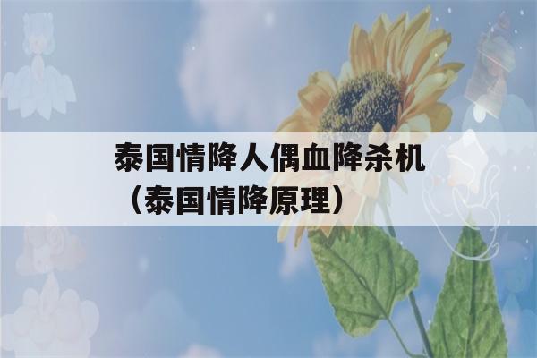 泰国情降人偶血降杀机（泰国情降原理）-第1张图片-星座花