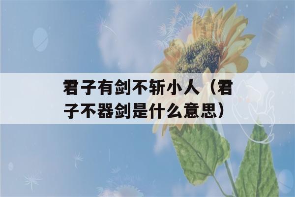 君子有剑不斩小人（君子不器剑是什么意思）-第1张图片-星座花