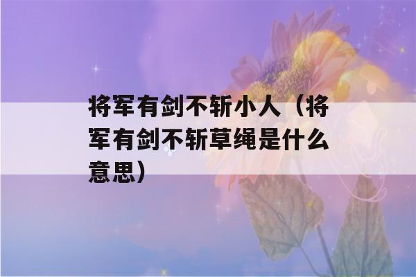 将军有剑不斩小人（将军有剑不斩草绳是什么意思）-第1张图片-星座花