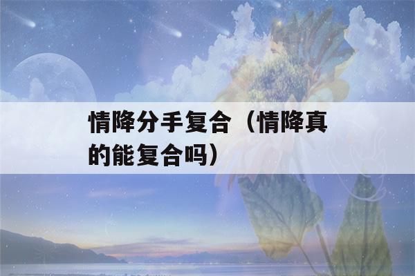 情降分手复合（情降真的能复合吗）-第1张图片-星座花