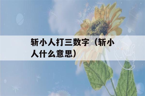 斩小人打三数字（斩小人什么意思）-第1张图片-星座花