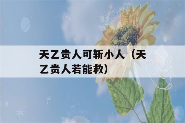 天乙贵人可斩小人（天乙贵人若能救）-第1张图片-星座花