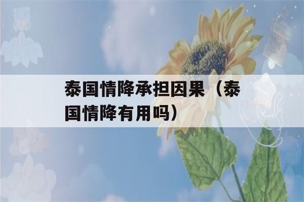 泰国情降承担因果（泰国情降有用吗）-第1张图片-星座花