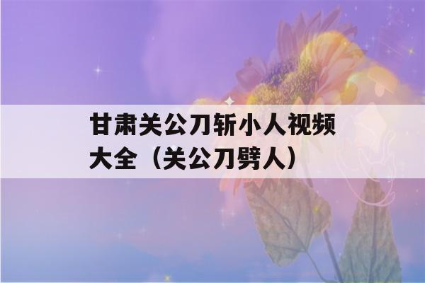 甘肃关公刀斩小人视频大全（关公刀劈人）-第1张图片-星座花